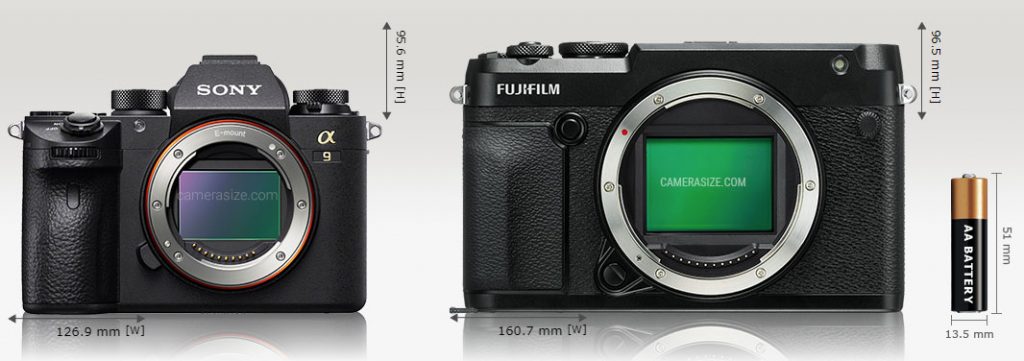 sony-camera-tegenover-fujifilm-camera-formaat