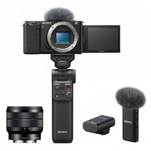 Sony-ZV-E10-body-met-10-18mm-microfoon-en-grip-cameradeals